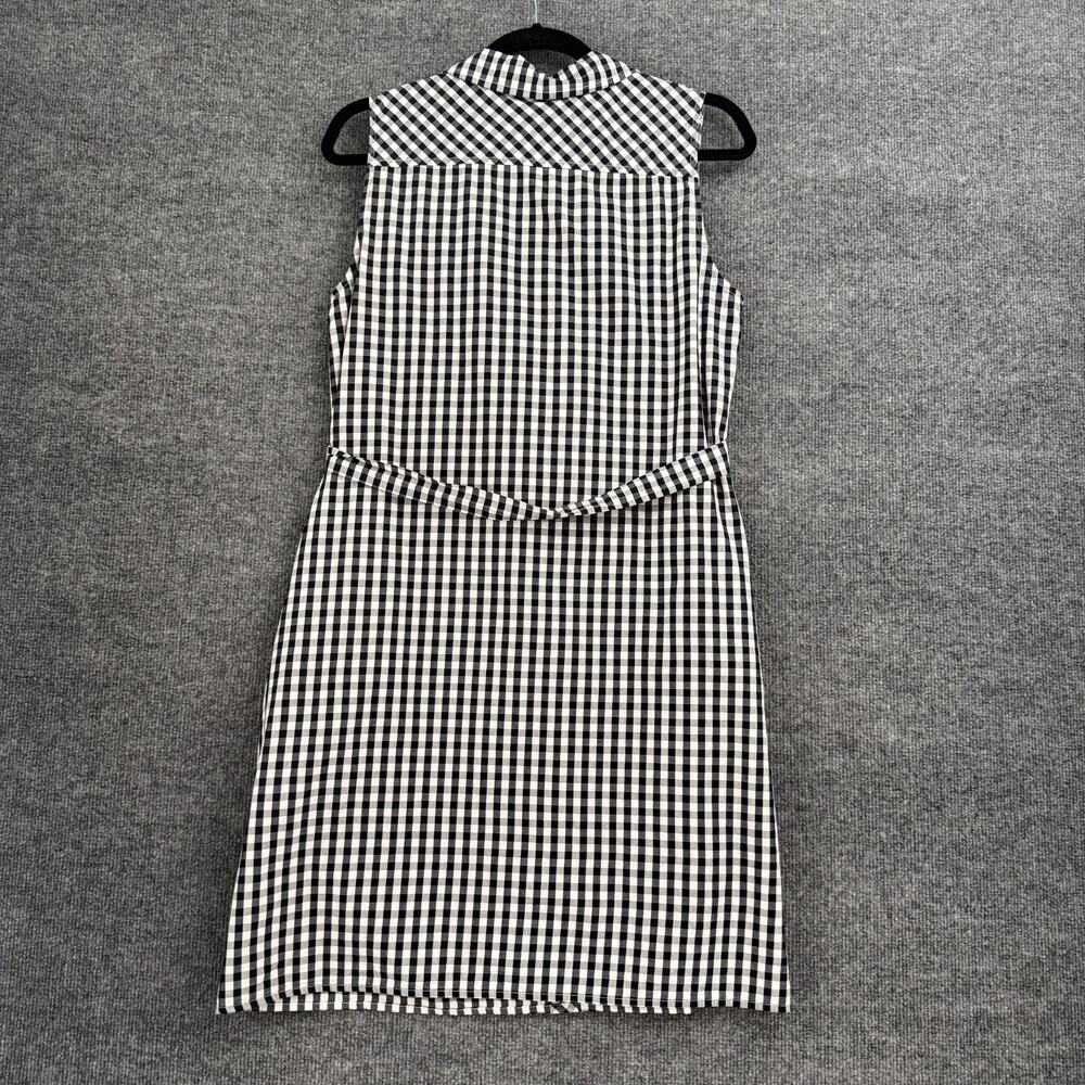 Tommy Hilfiger Plaid Button Up Shirtdress Sz 8 Black White Belted Preppy Pockets - Picture 6 of 13
